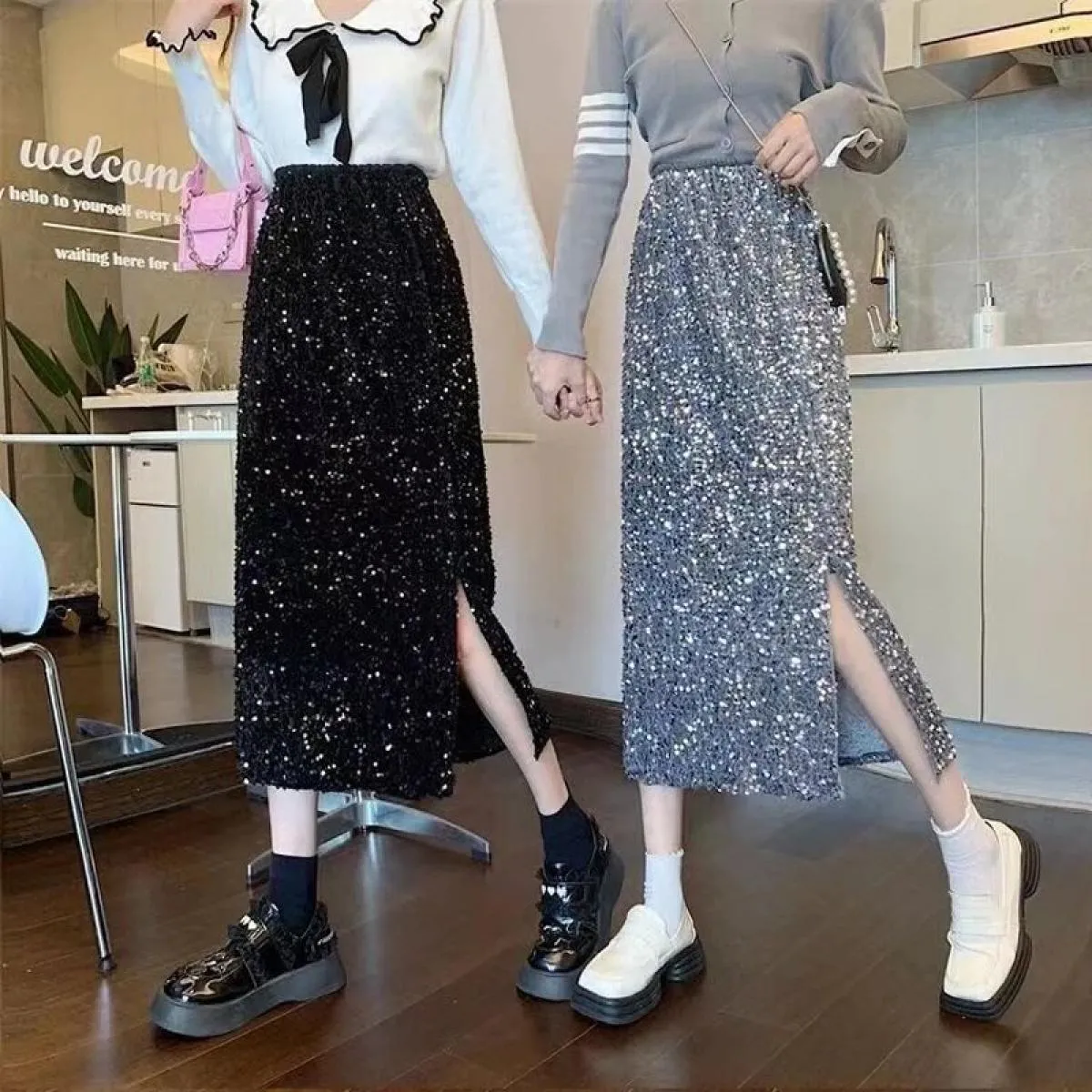 Gonna lunga da donna primavera estate 2024  Harajuku moda gonna lunga rosa donna estetica elegante gonna lunga nera vintage