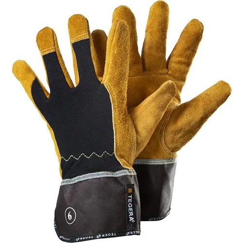 Guanti antitaglio Tegera TEGERA, Tg. 9, in Cotone, Kevlar, Cuoio, Lattice naturale, col. Nero, giallo