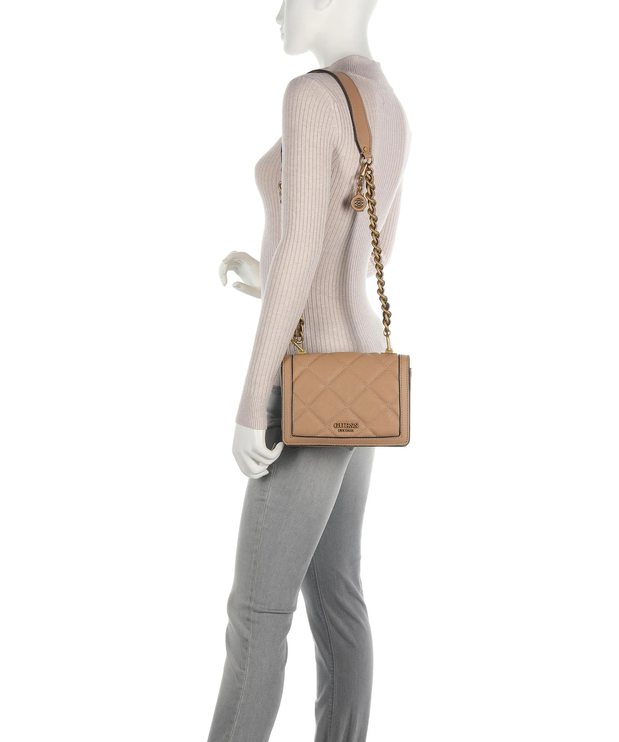  Guess Abey Borsa a spalla pelle sintetica beige  