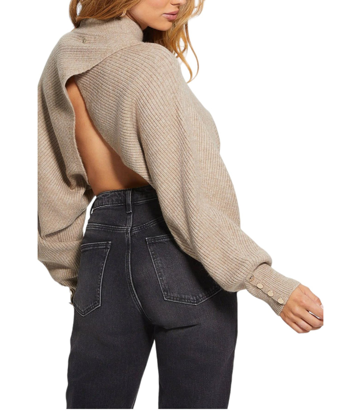 Guess Donna Maglione A Girocollo  Cross Back Rib Toki Shrug