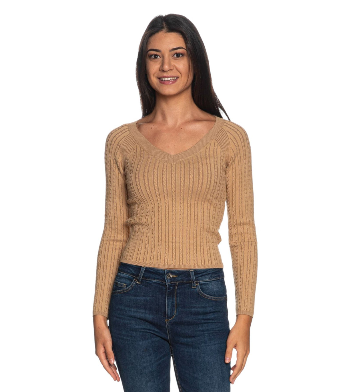 Guess Donna Maglione Scollo A V  Minibraid