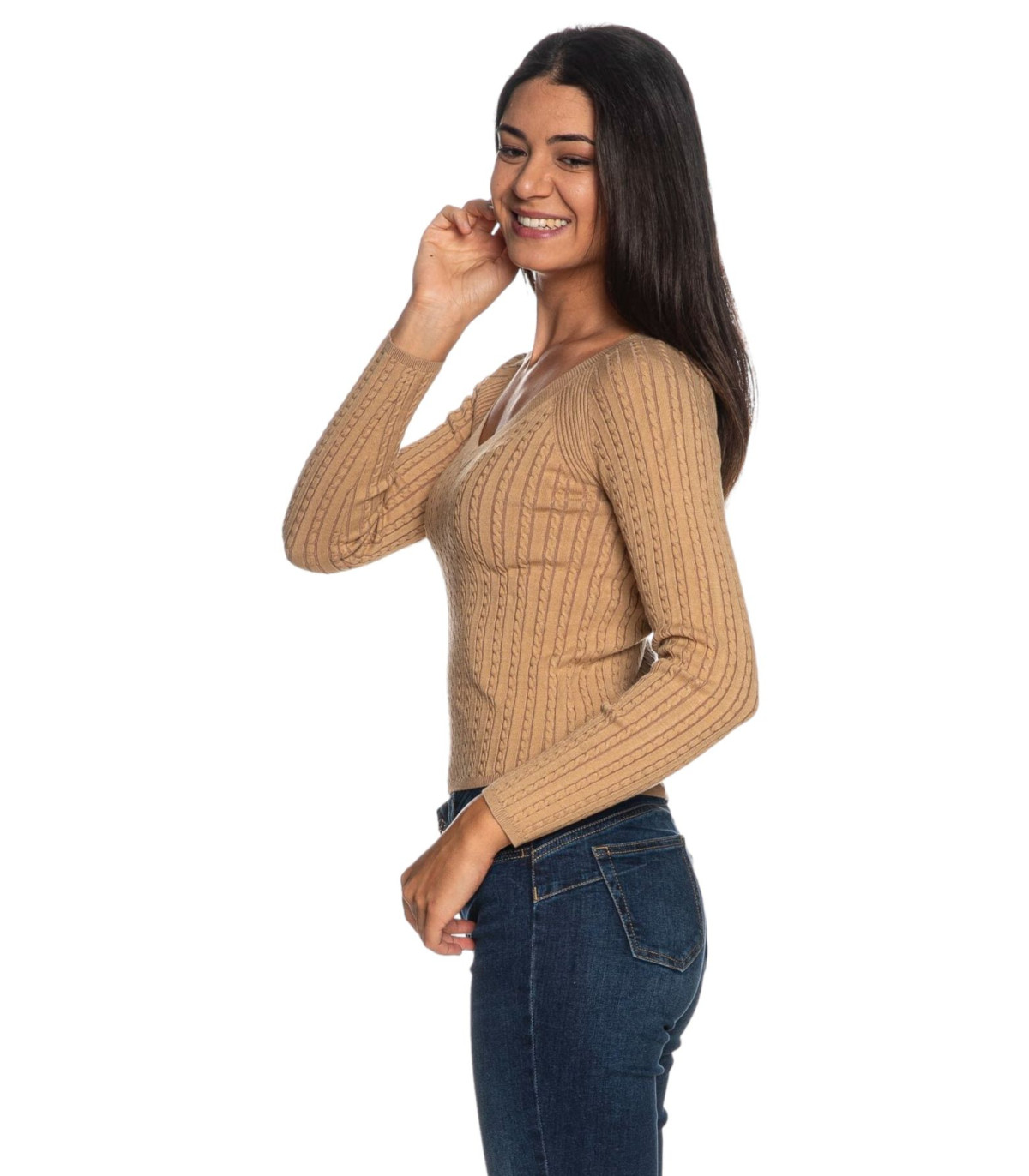 Guess Donna Maglione Scollo A V  Minibraid