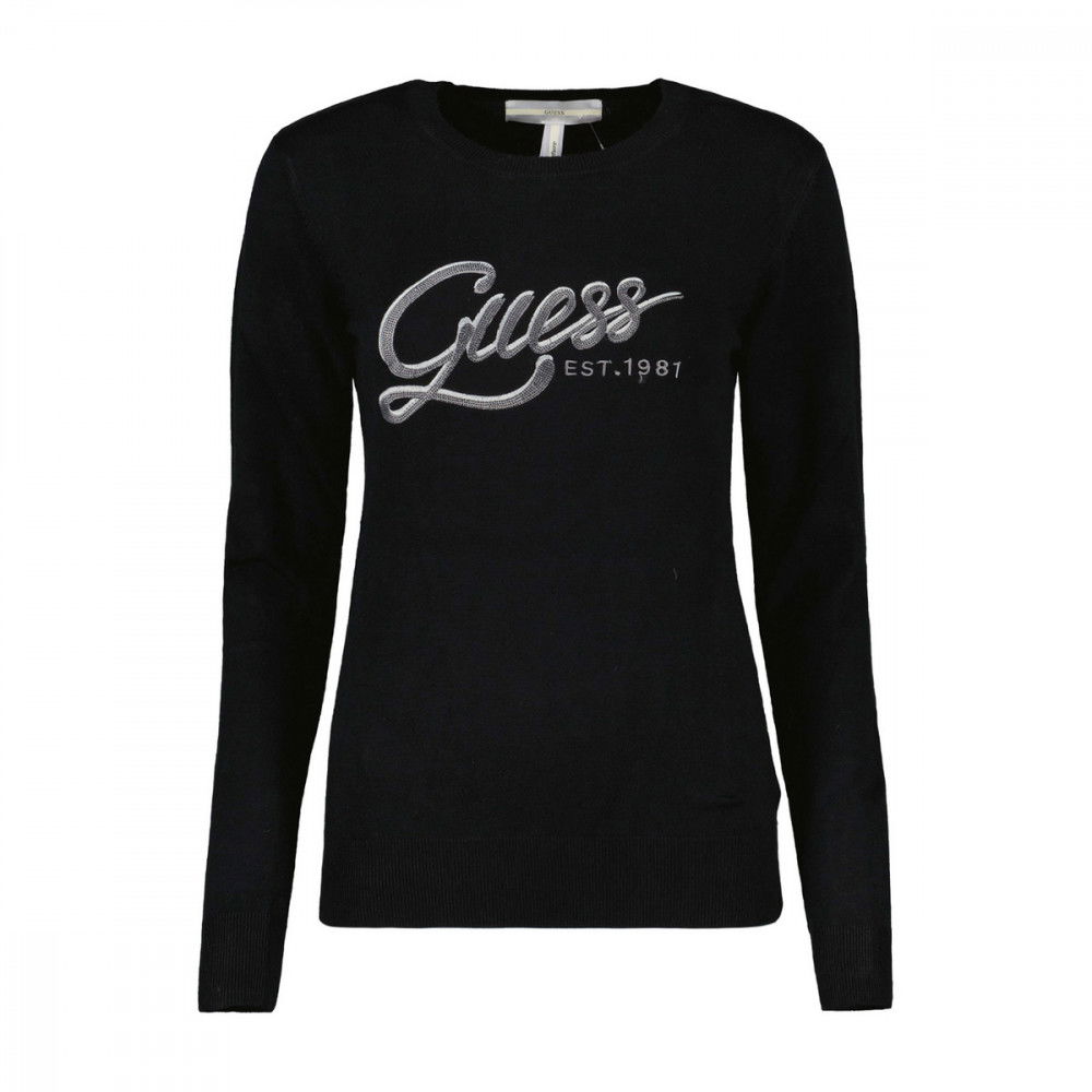GUESS MAGLIONE GIROCOLLO LOGO RICAMATO DONNA