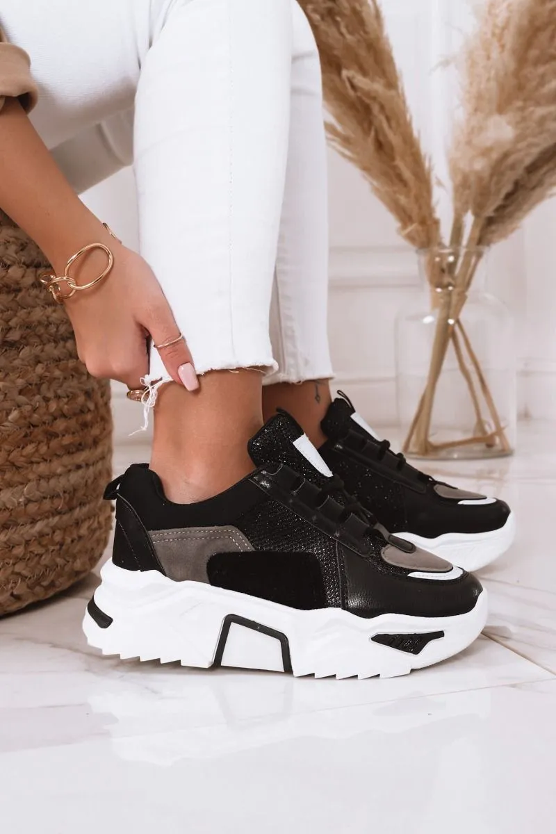 HIDE - Sneakers nere con suola alta e lacci
