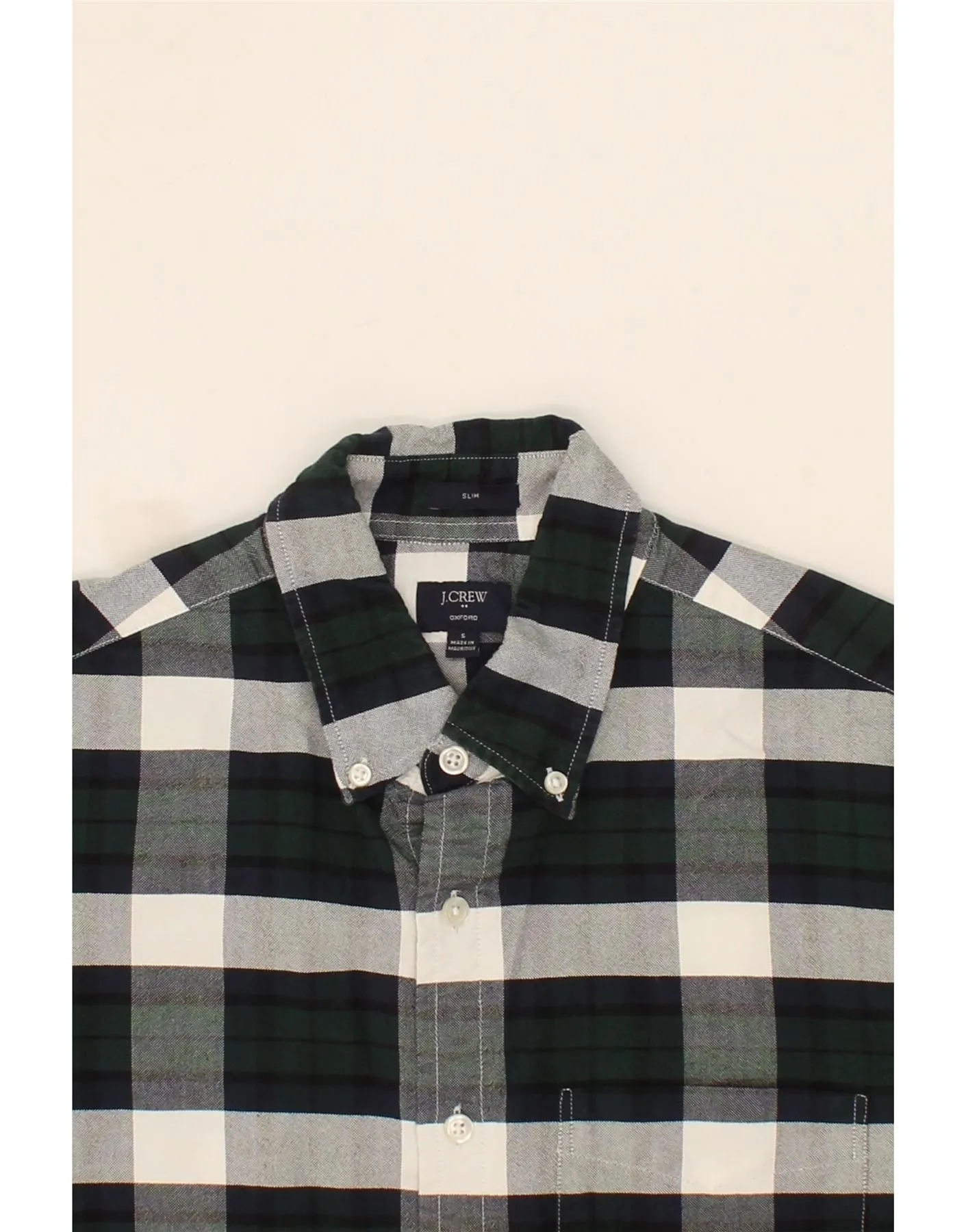 J. CREW Mens Slim Flannel Shirt Small Green Check Cotton