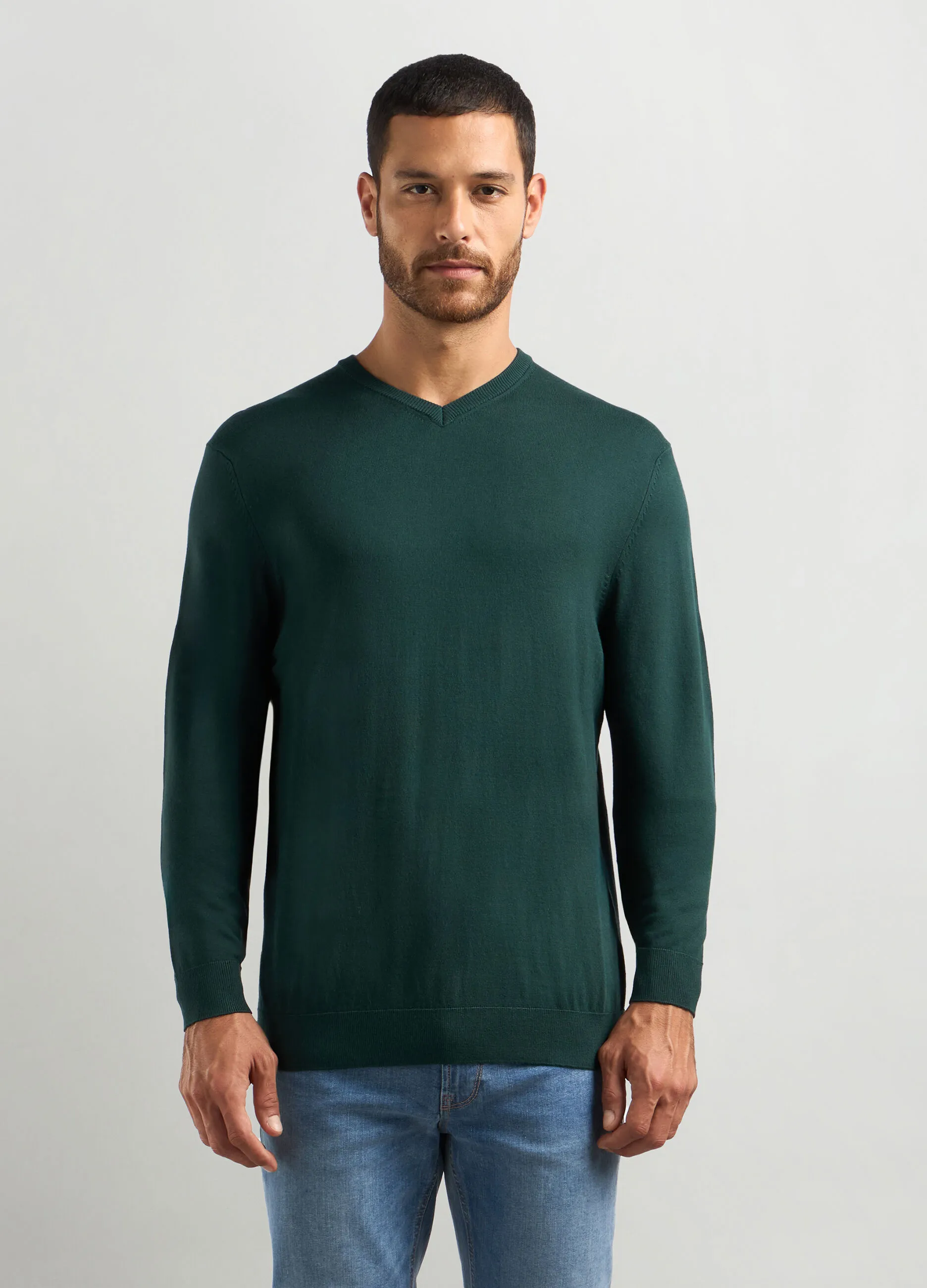 J. HART & BROS  Maglione collo a V in maglia rasata uomo