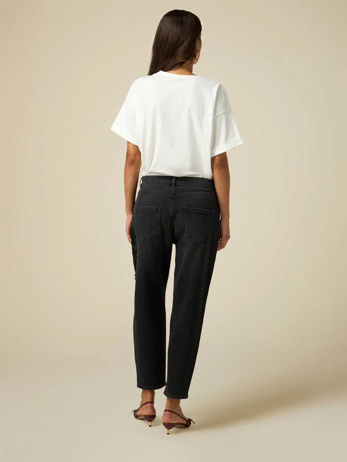Jeans boyslim con patch gioiello