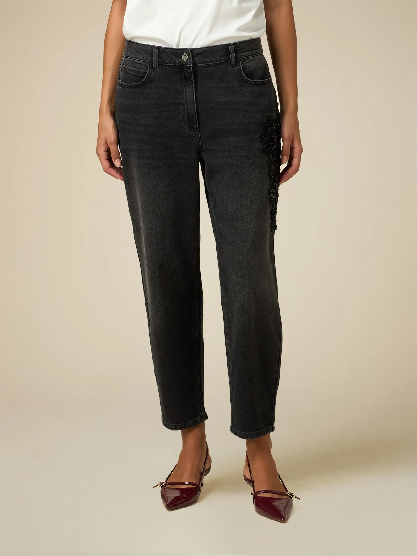 Jeans boyslim con patch gioiello