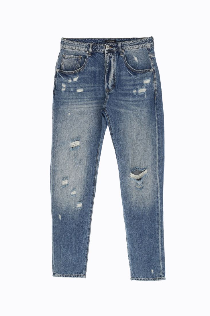 Jeans slim-fit con abrasioni ed effetto délavé