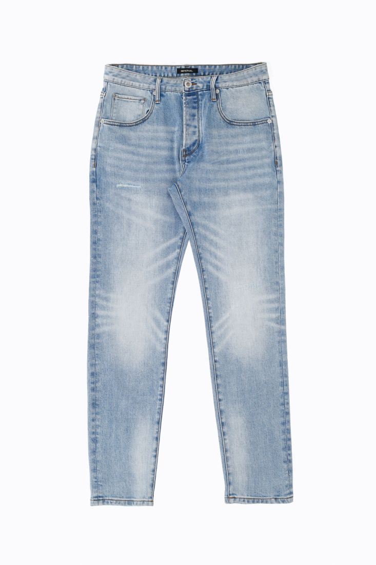 Jeans straight effetto délavé con cinque tasche