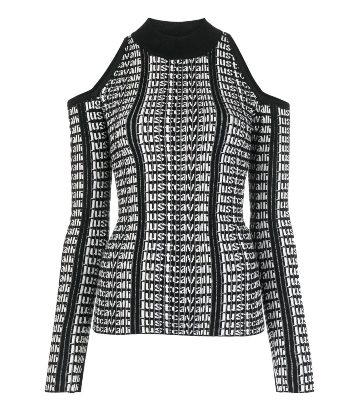 Just Cavalli Donna Maglione Collo Alto  Rib Multilogo
