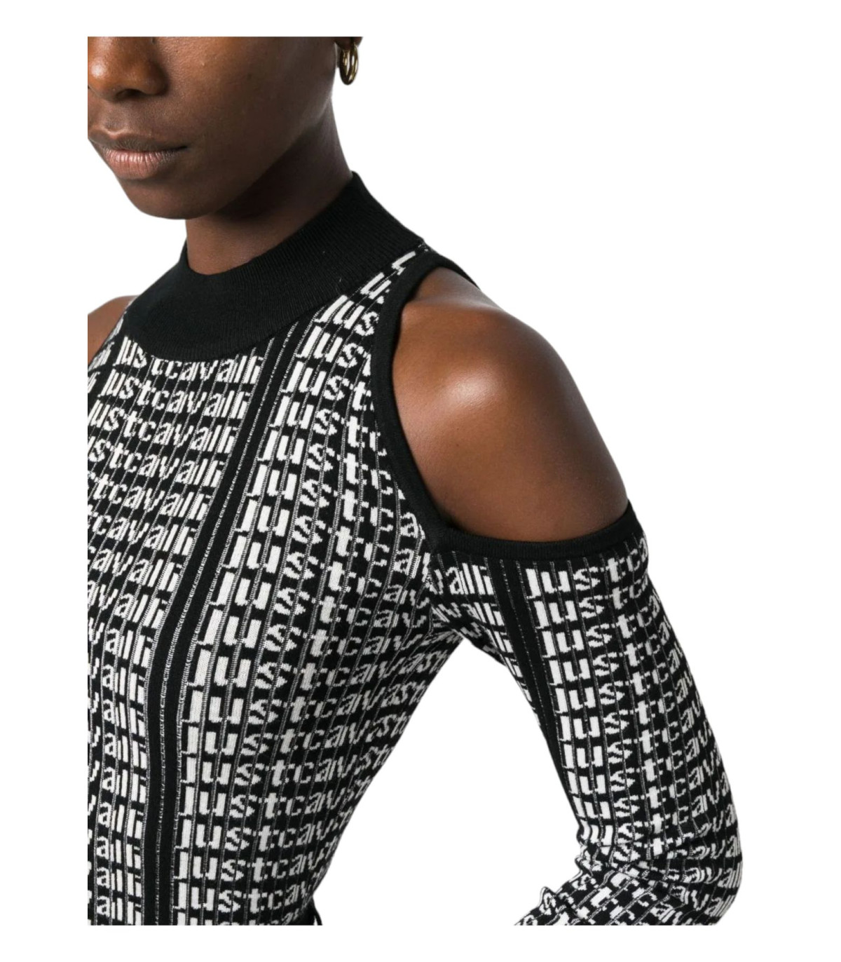 Just Cavalli Donna Maglione Collo Alto  Rib Multilogo