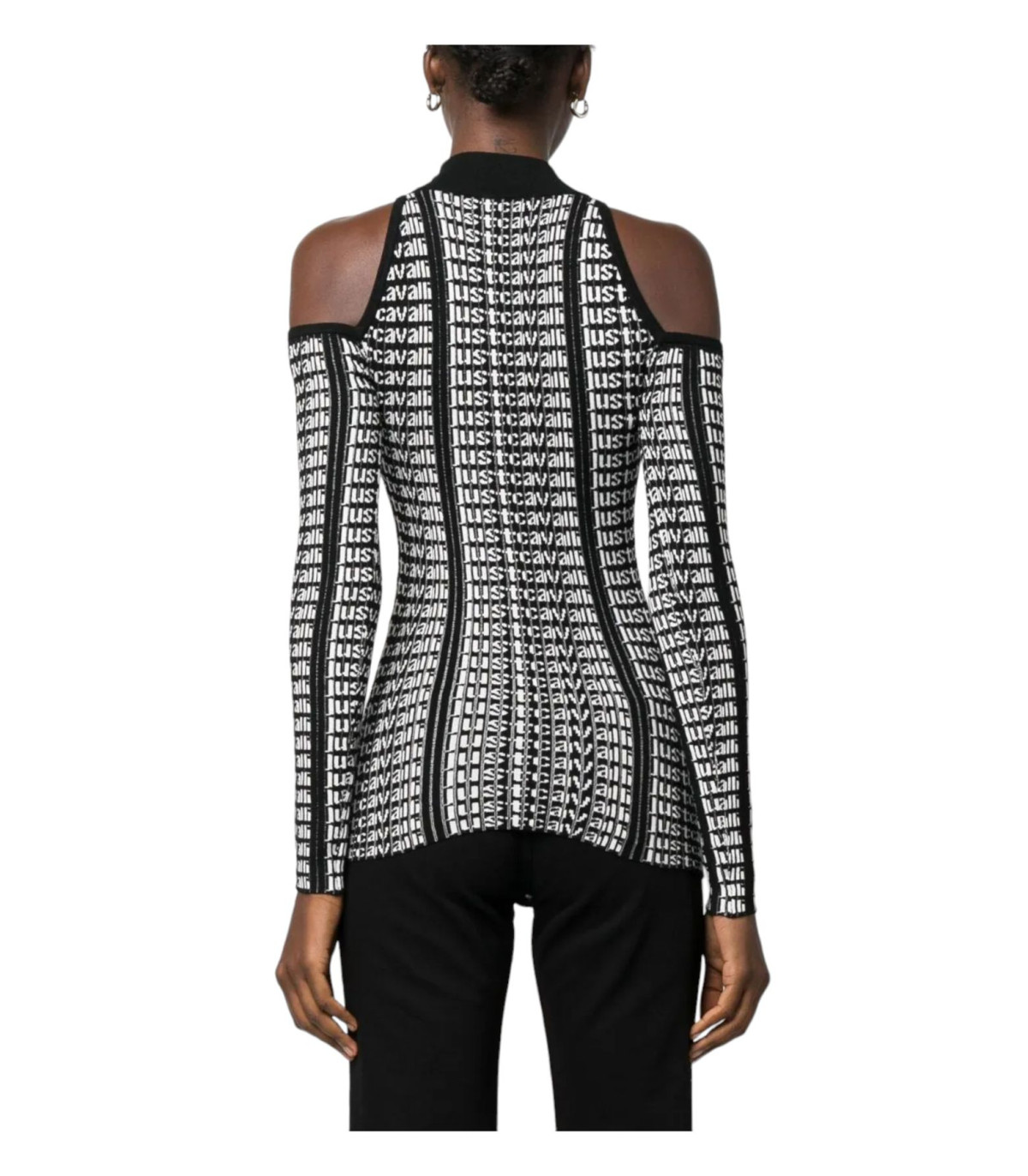 Just Cavalli Donna Maglione Collo Alto  Rib Multilogo