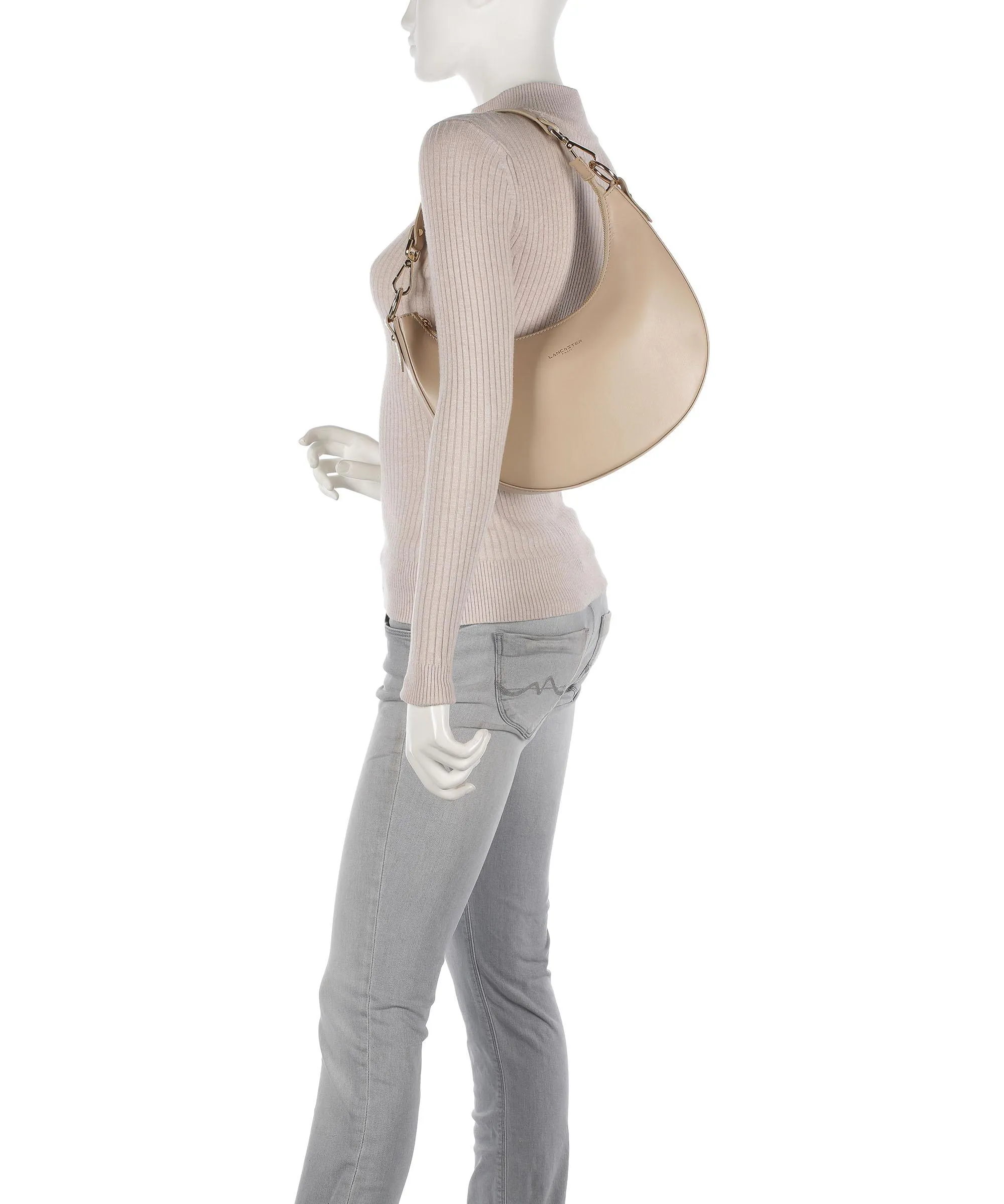  Lancaster Paris Aimy Borsa hobo pelle di vacchetta liscia beige  