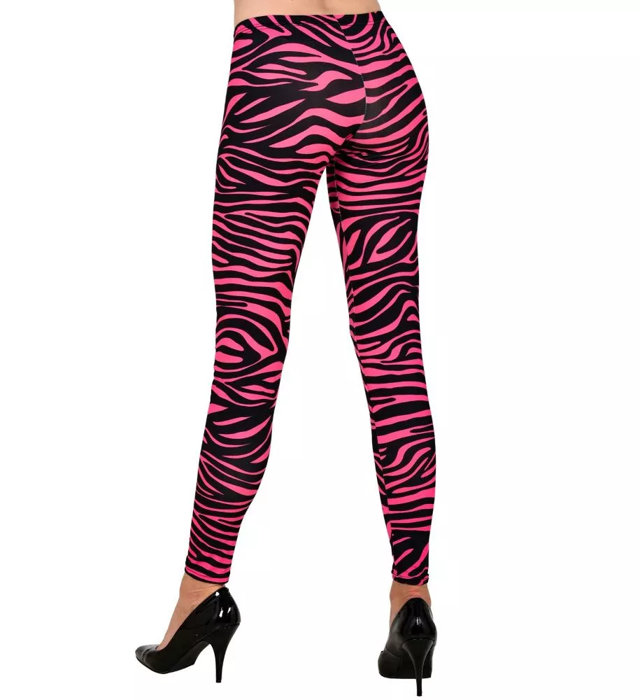 Leggings UV zebrati rosa anni '80 da donna