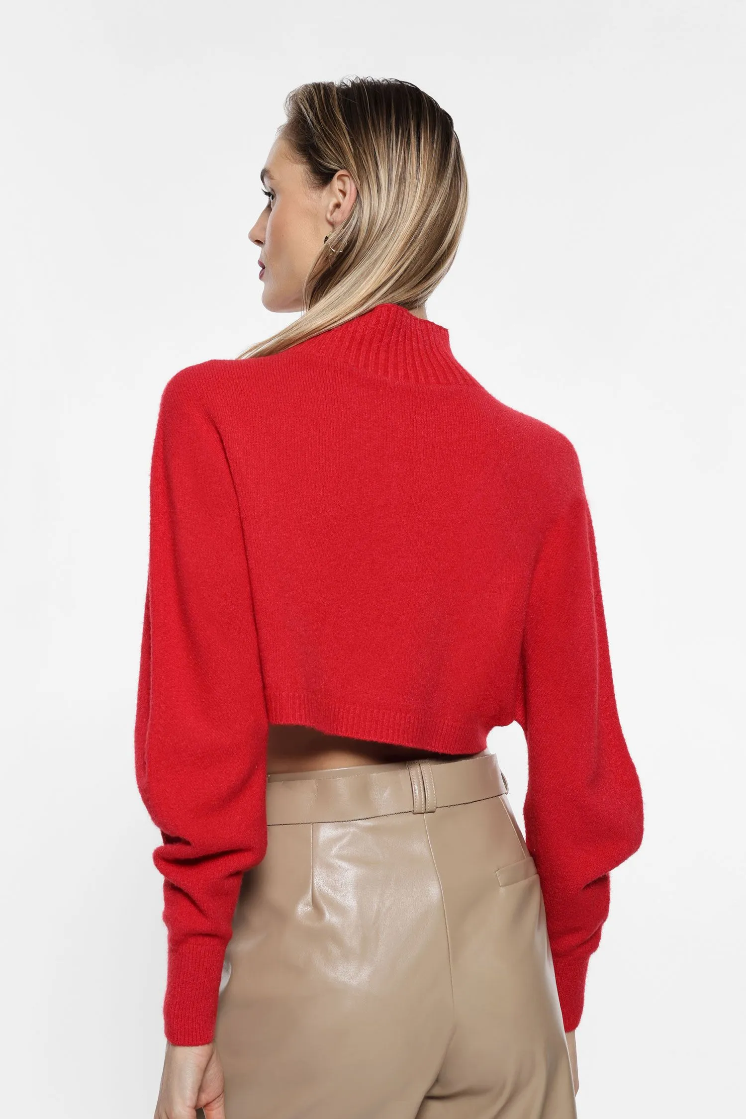   Maglione corto collo alto maniche lunghe     