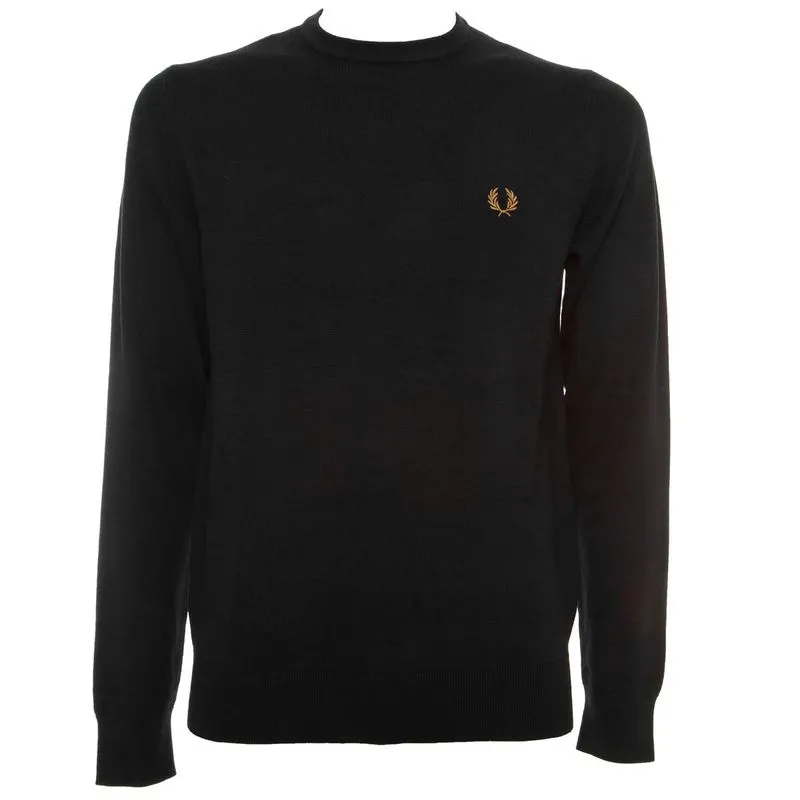 Maglione girocollo con alloro ricamato 