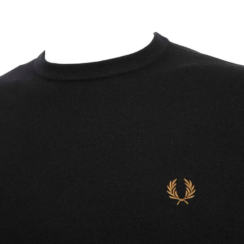 Maglione girocollo con alloro ricamato 