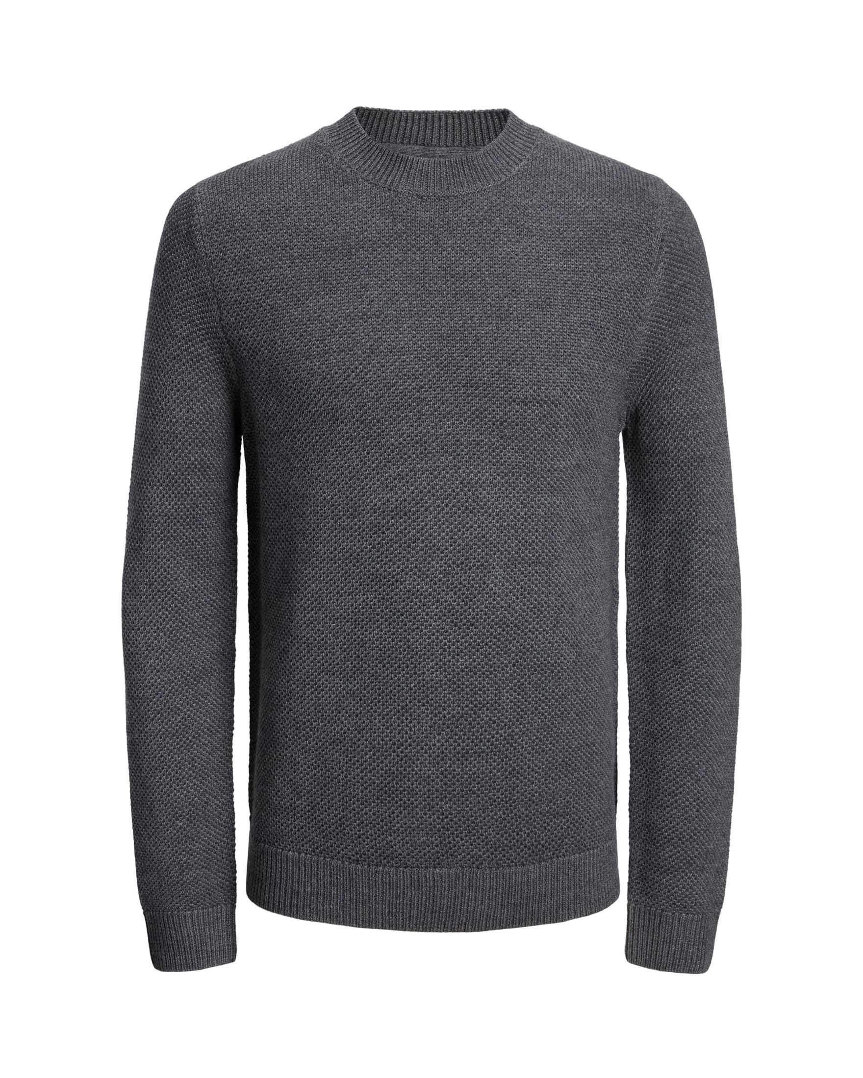 Maglione girocollo grigio antracite micro armatura
