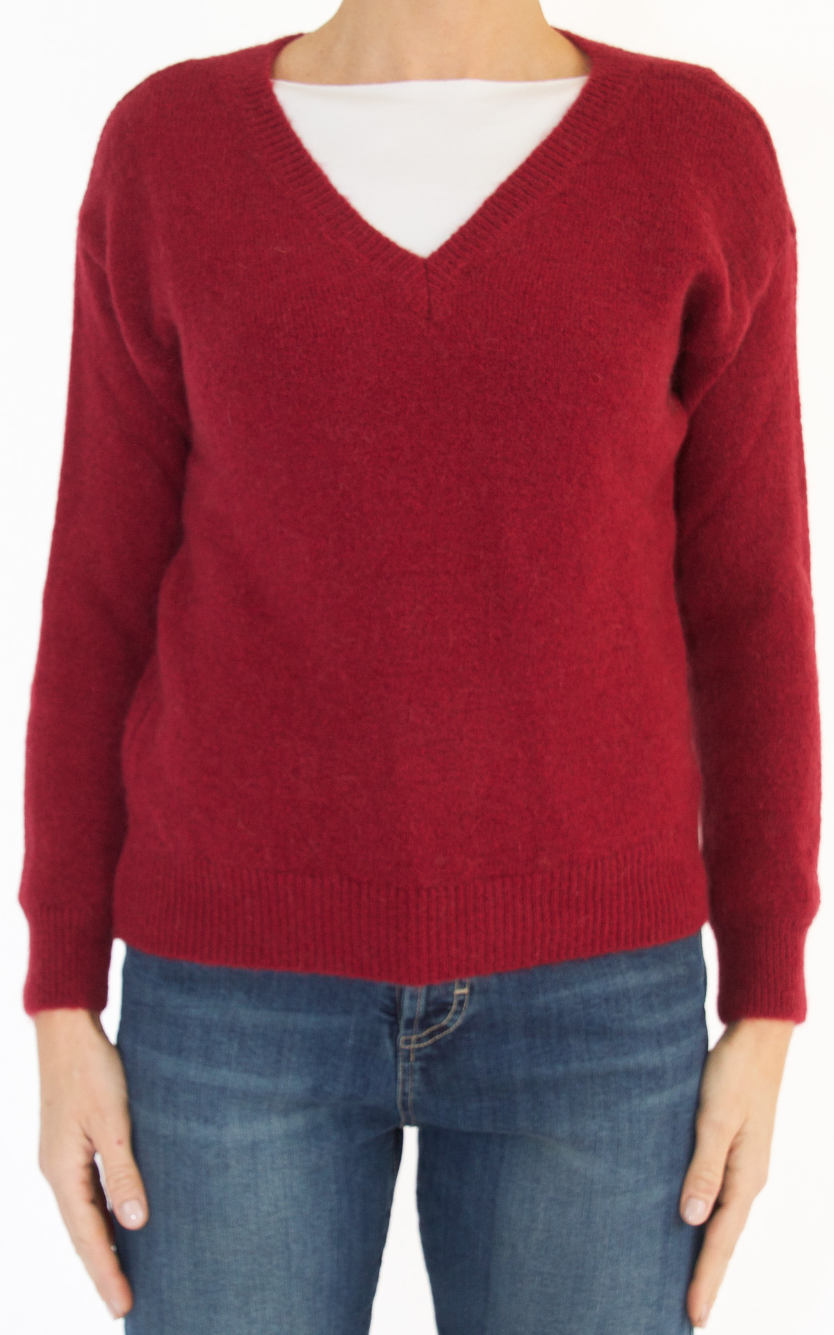 Maglione scollo V bordeaux Off-On