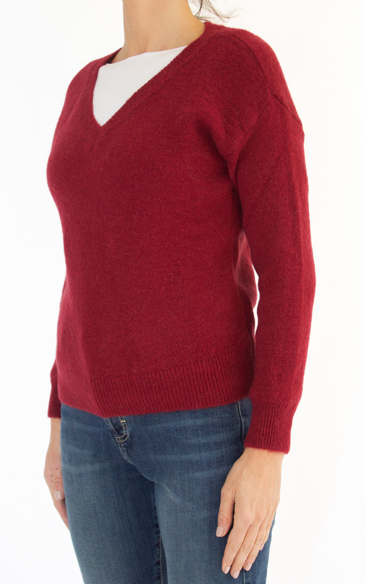 Maglione scollo V bordeaux Off-On