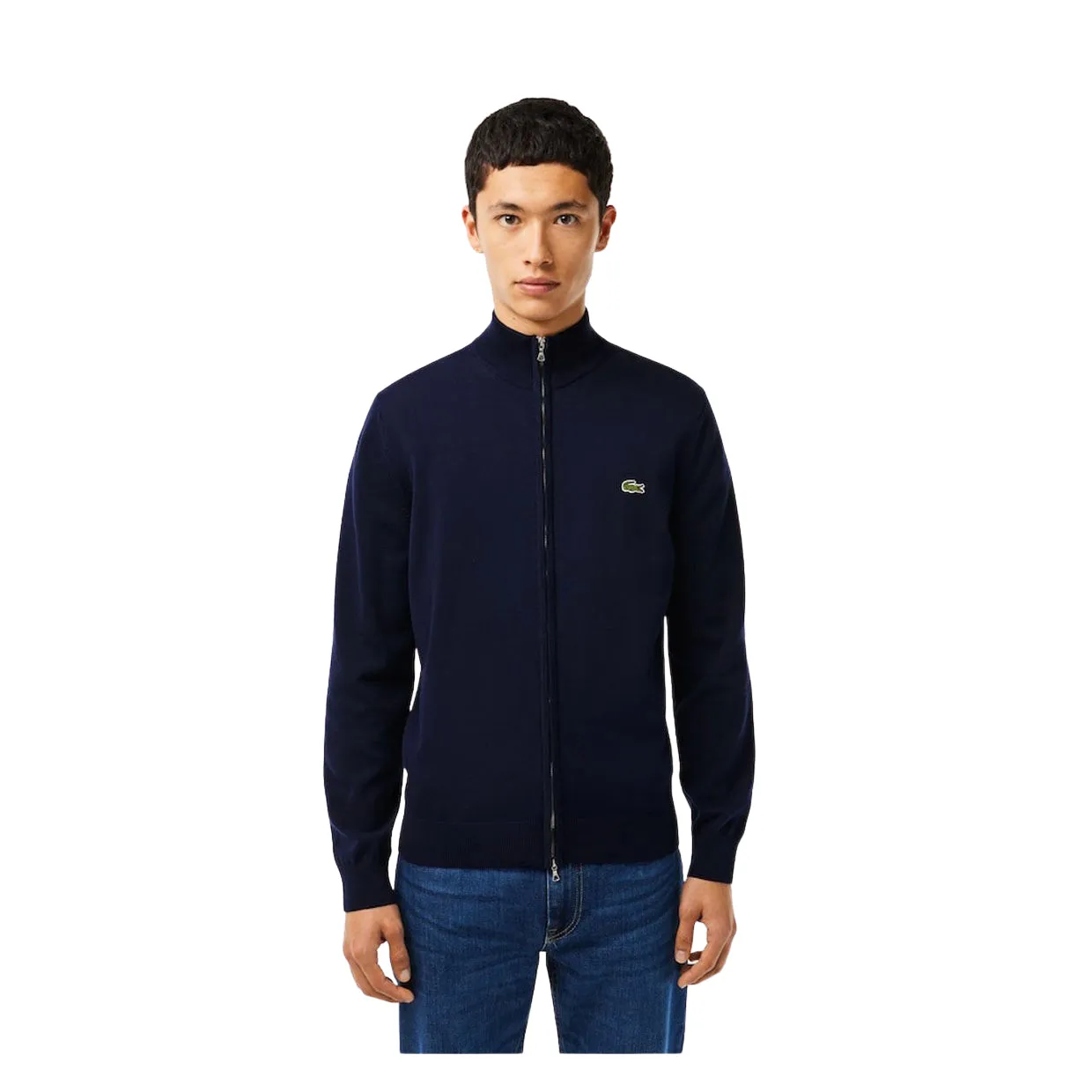 Maglione Uomo Lacoste Zip Collo Alto Blu Navy