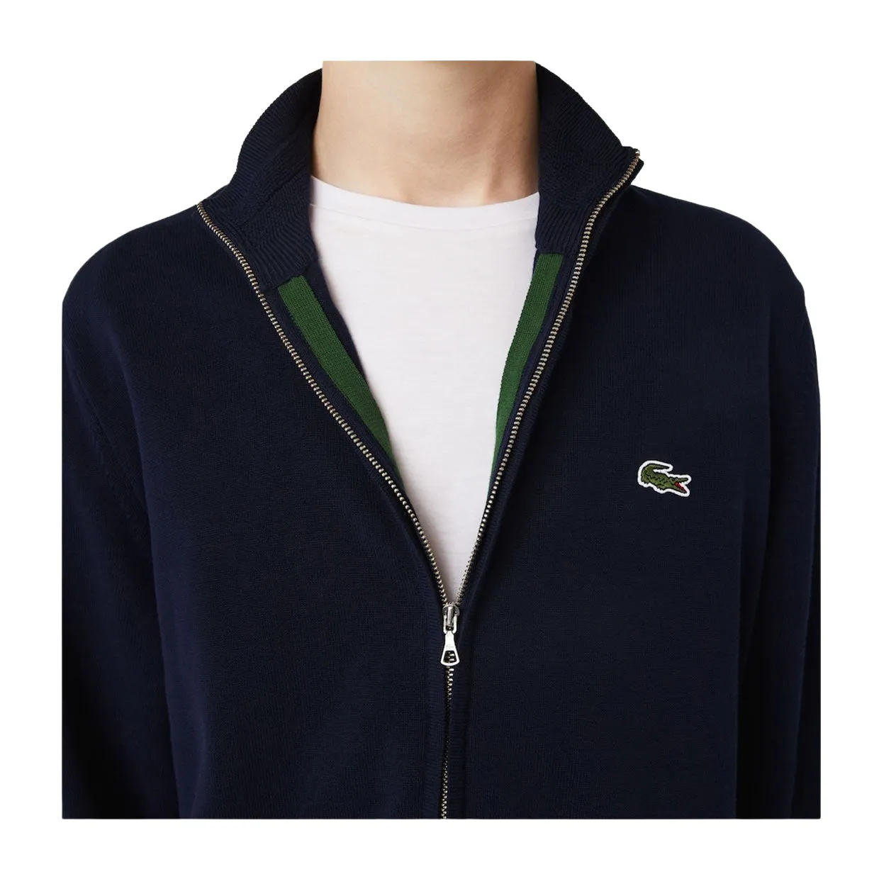 Maglione Uomo Lacoste Zip Collo Alto Blu Navy
