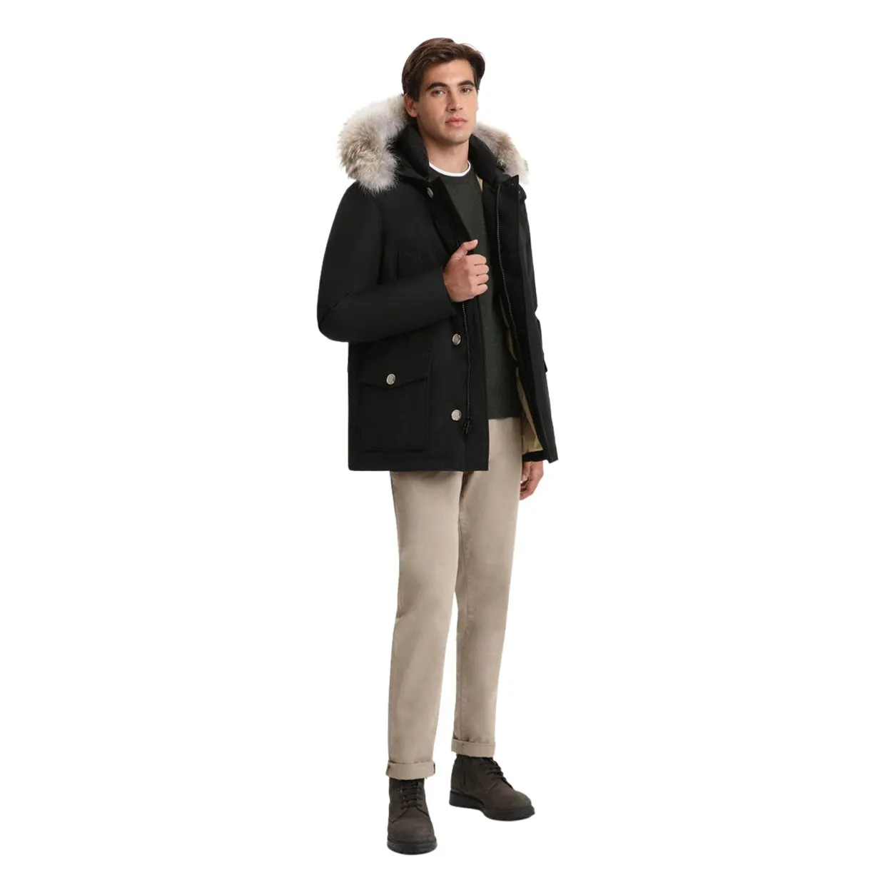 Maglione Woolrich Girocollo Super Geelong Verde