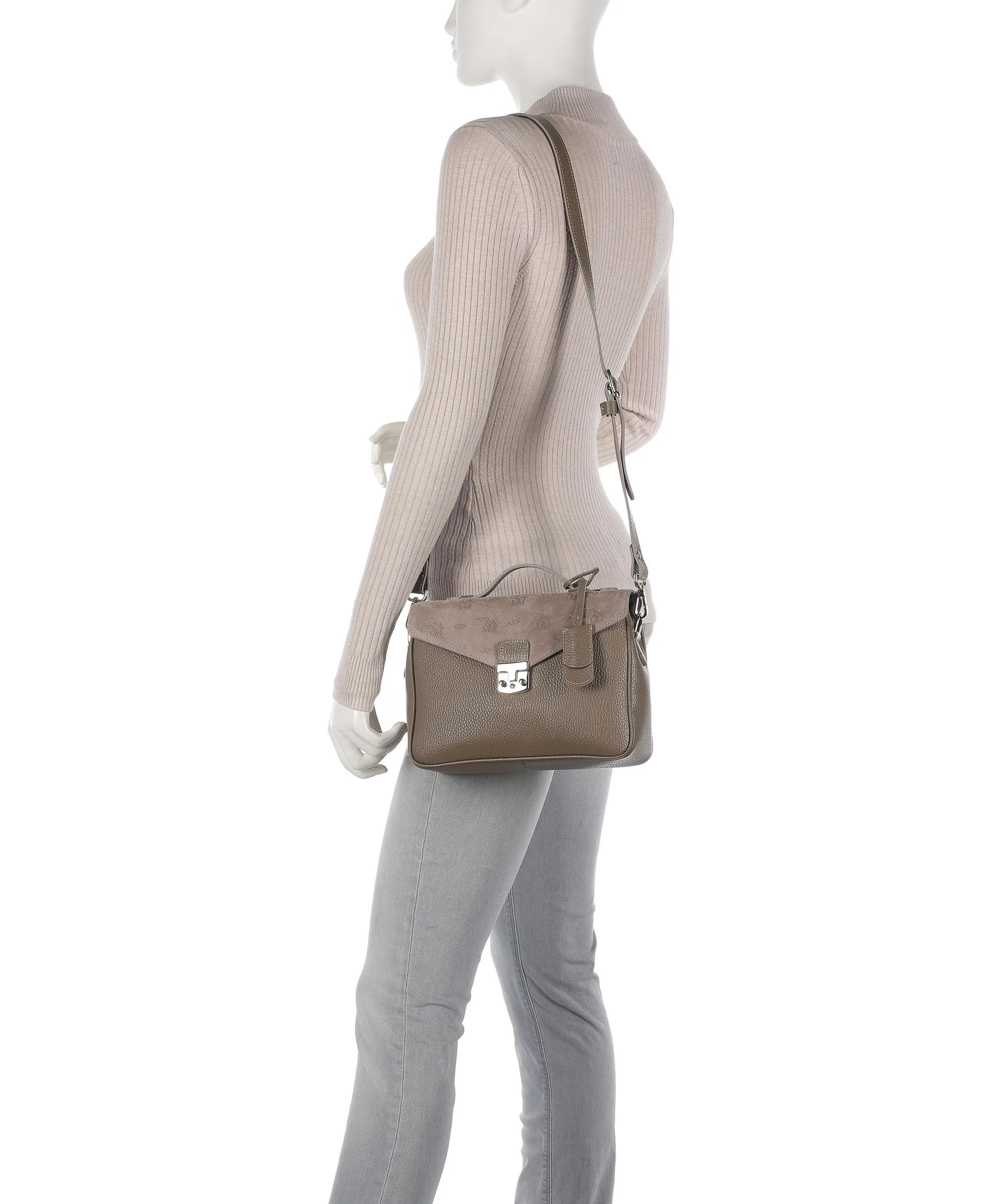  Maison Mollerus Stampato Marly Borsa a mano pelle ruvida, pelle granulata taupe  