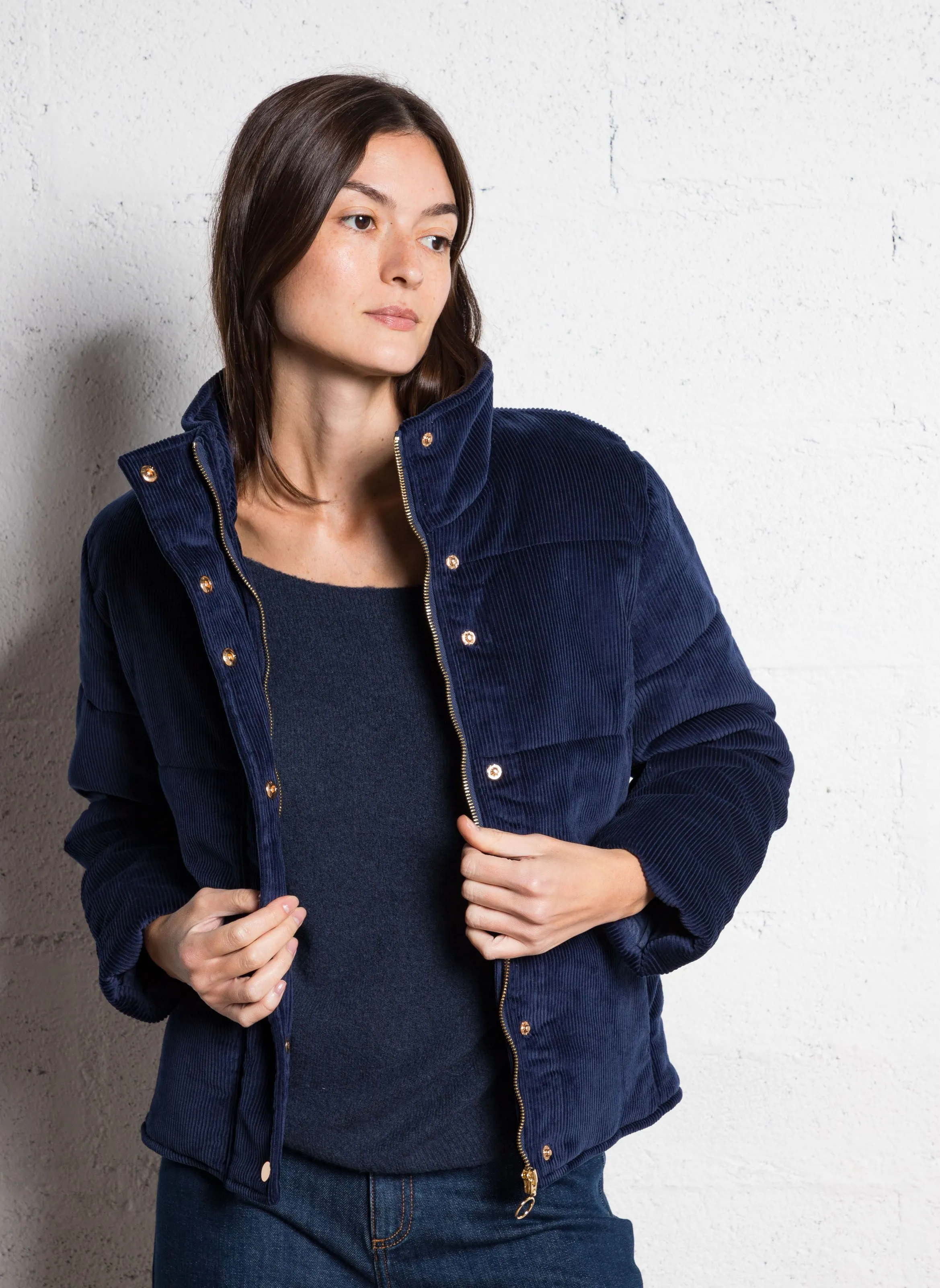  MARIE SIXTINE   JANIS - Piumino oversize in velluto a coste | Blu