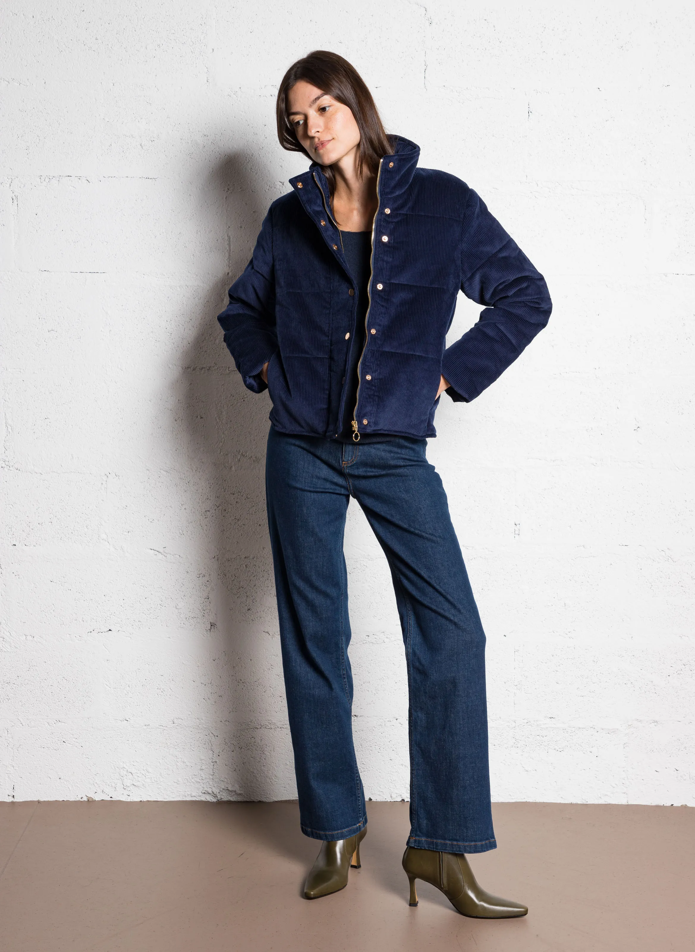  MARIE SIXTINE   JANIS - Piumino oversize in velluto a coste | Blu