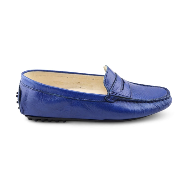 Mocassini in pelle blu elettrico