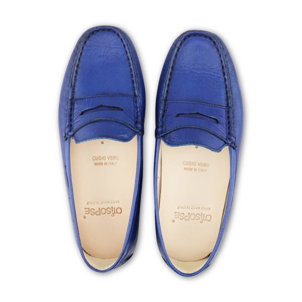 Mocassini in pelle blu elettrico