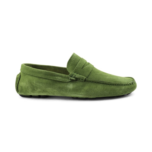 Mocassini verdi in camoscio verde