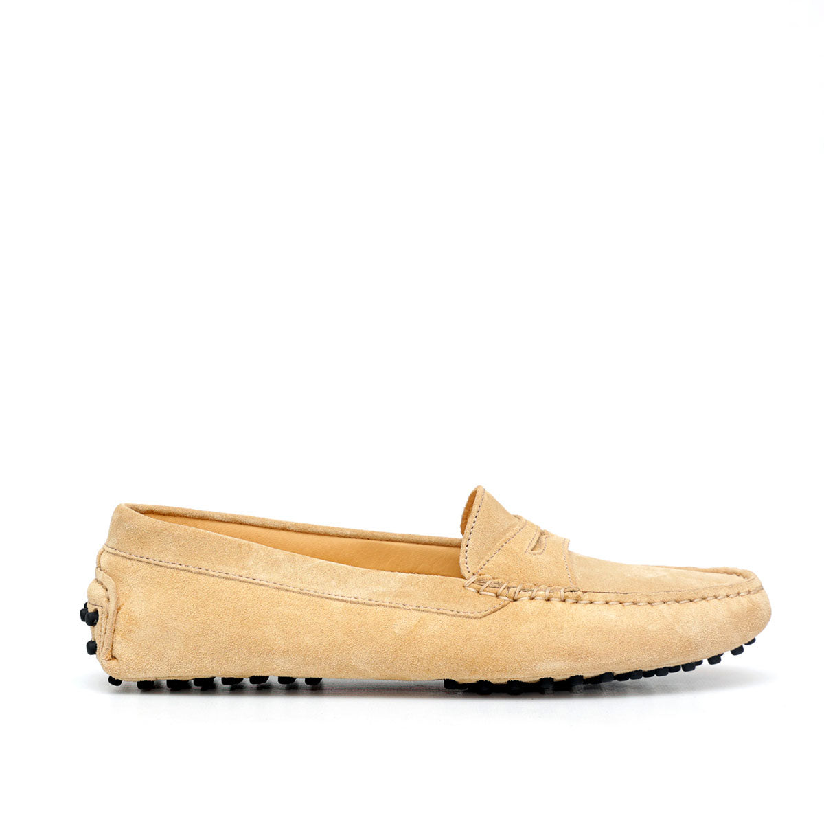 Mocassino D in Pelle Scamosciata Beige