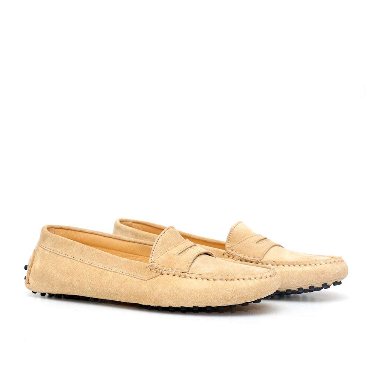 Mocassino D in Pelle Scamosciata Beige