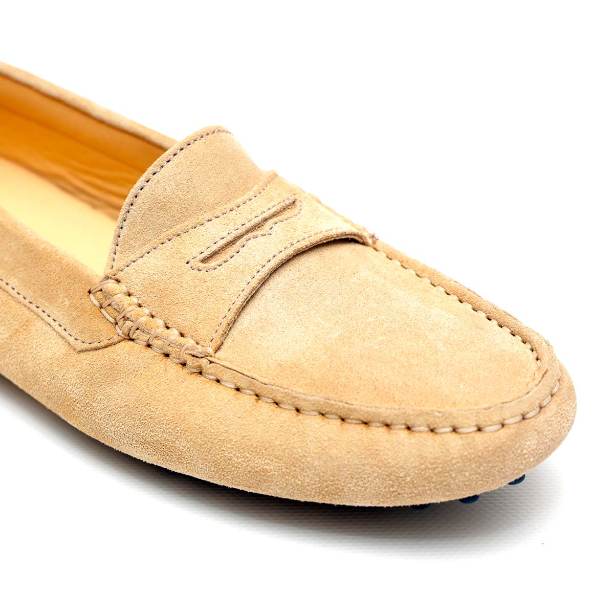 Mocassino D in Pelle Scamosciata Beige