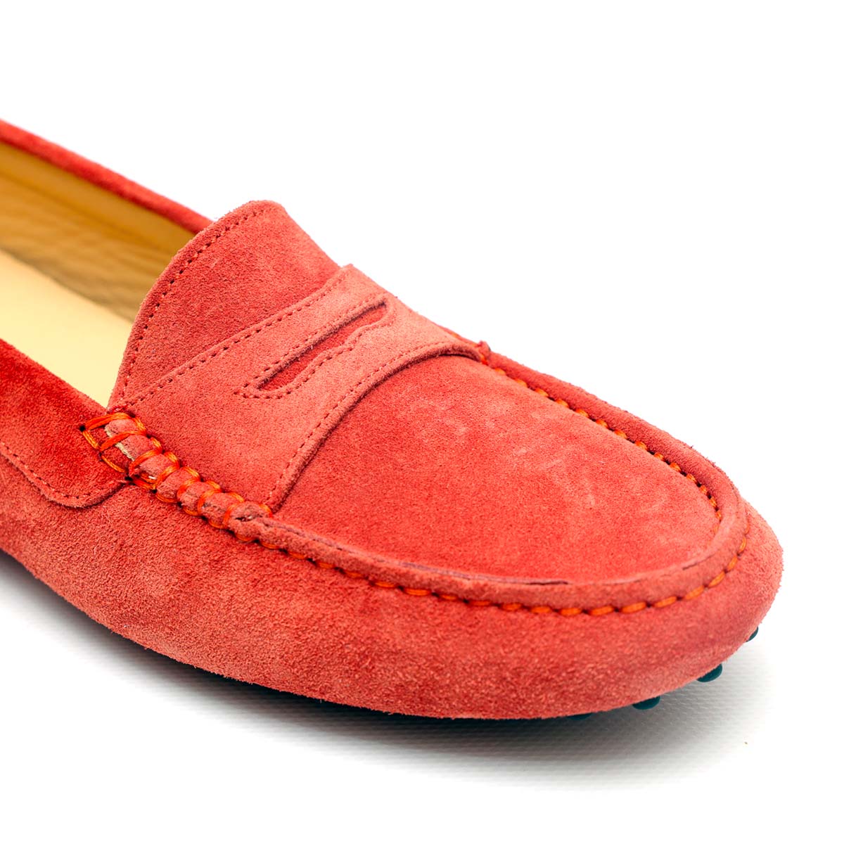 Mocassino D in Pelle Scamosciata Marrone Terra