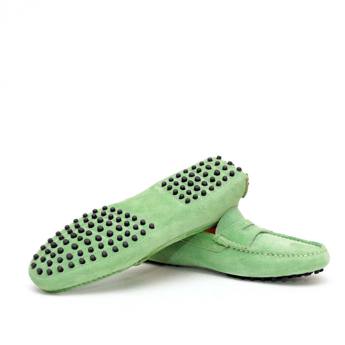 Mocassino D in Pelle Scamosciata Verde