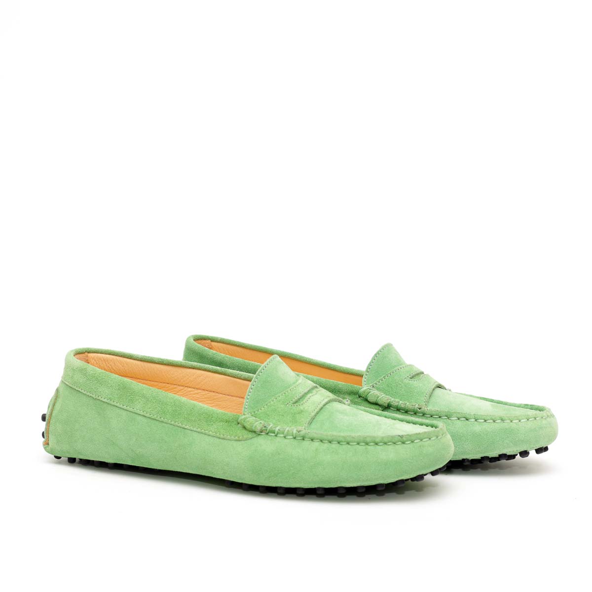 Mocassino D in Pelle Scamosciata Verde
