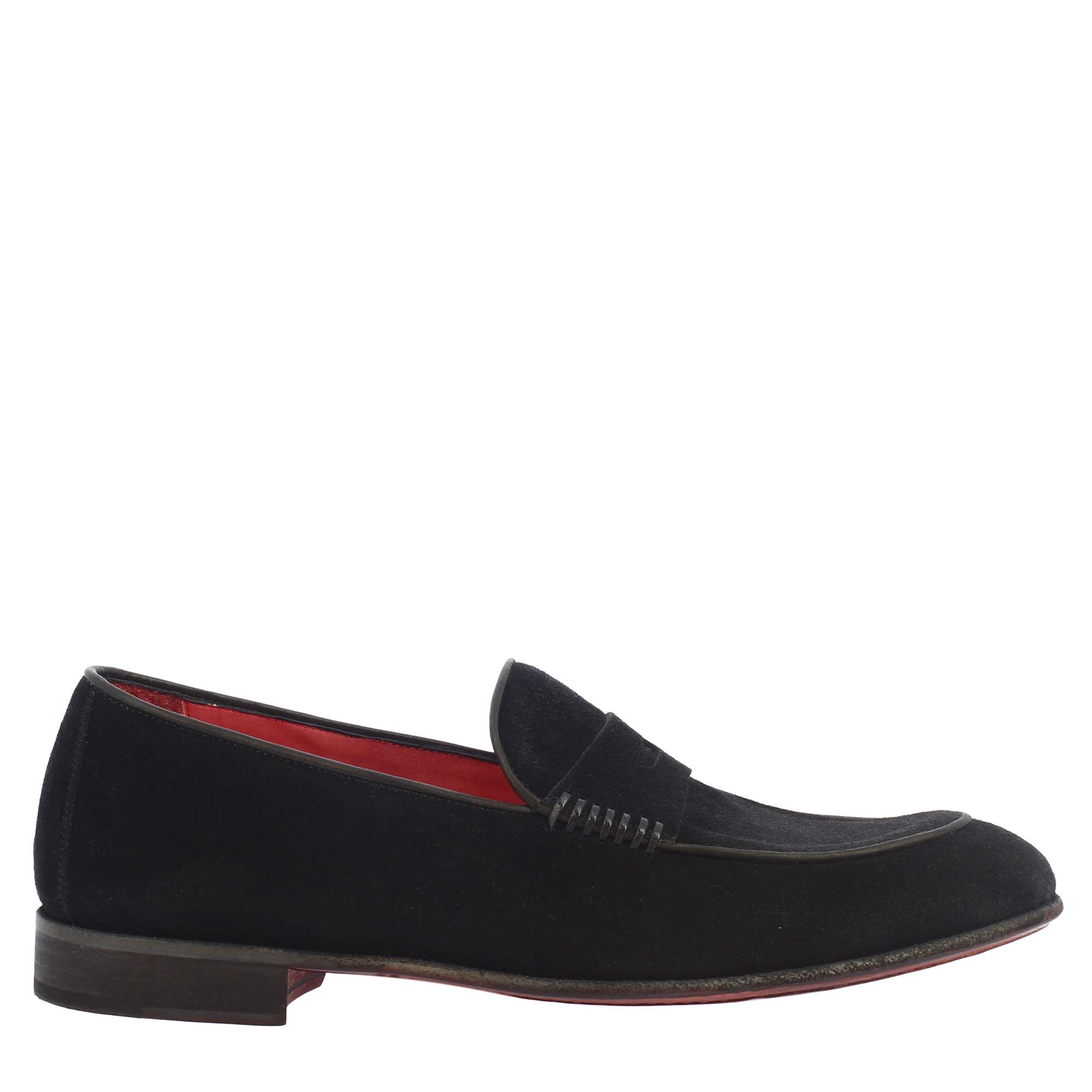 Mocassino elegante nero da uomo in pelle scamosciata