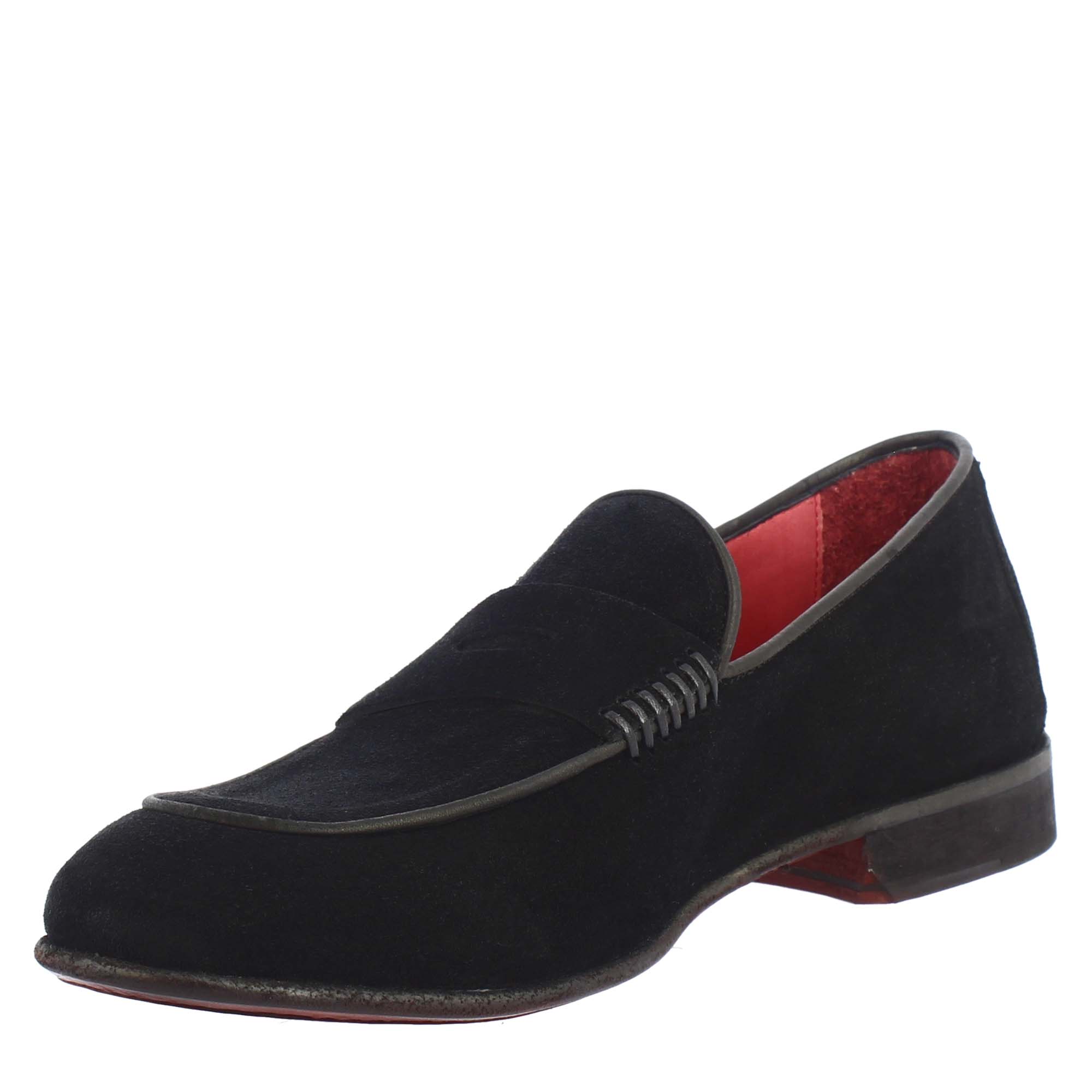 Mocassino elegante nero da uomo in pelle scamosciata