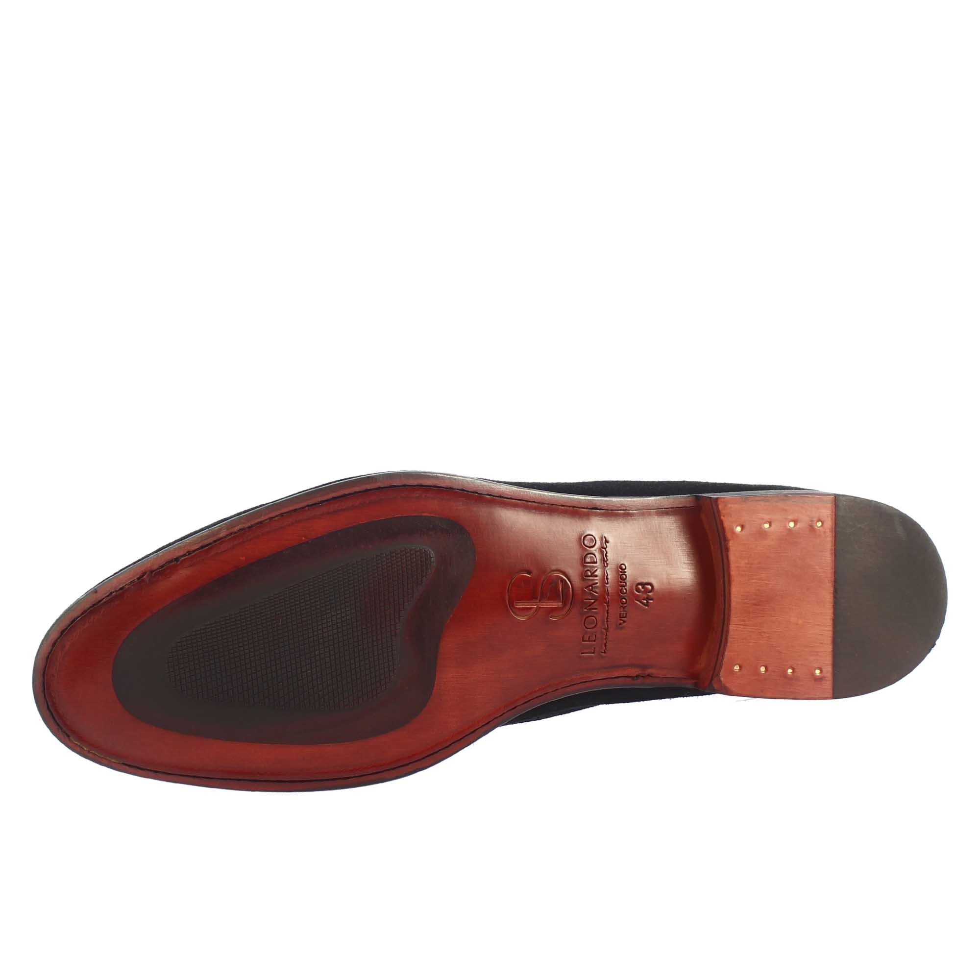 Mocassino elegante nero da uomo in pelle scamosciata