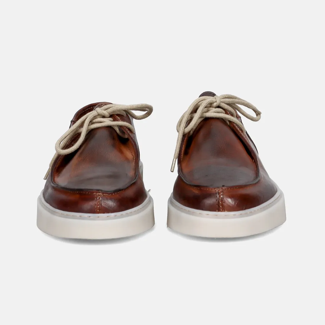 Mocassino stringato da uomo Pawelk's marrone in pelle sfoderata