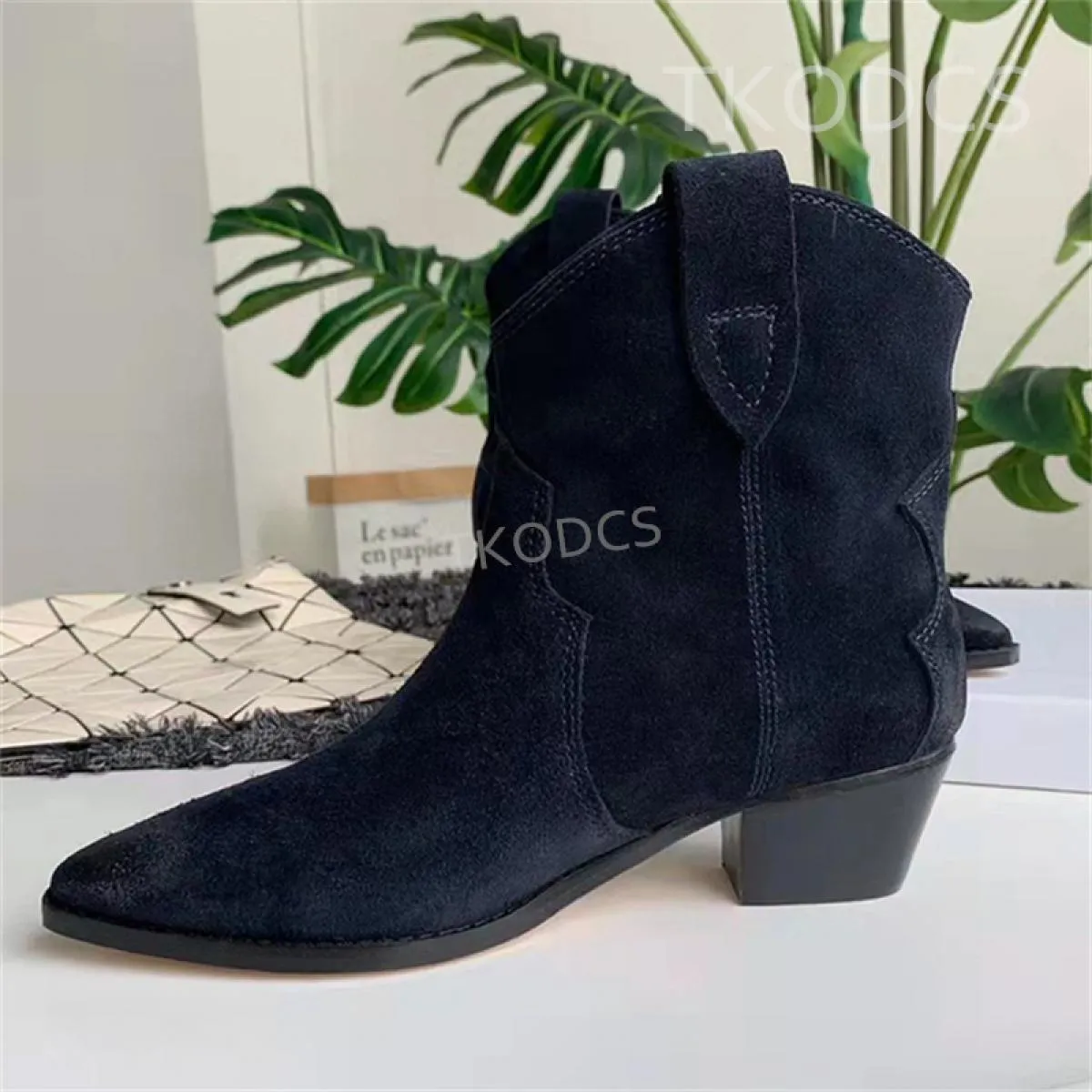 Moda pelle scamosciata di mucca inverno nuovi stivaletti classici di alta qualità moda versatile tacco medio comode donne slip o