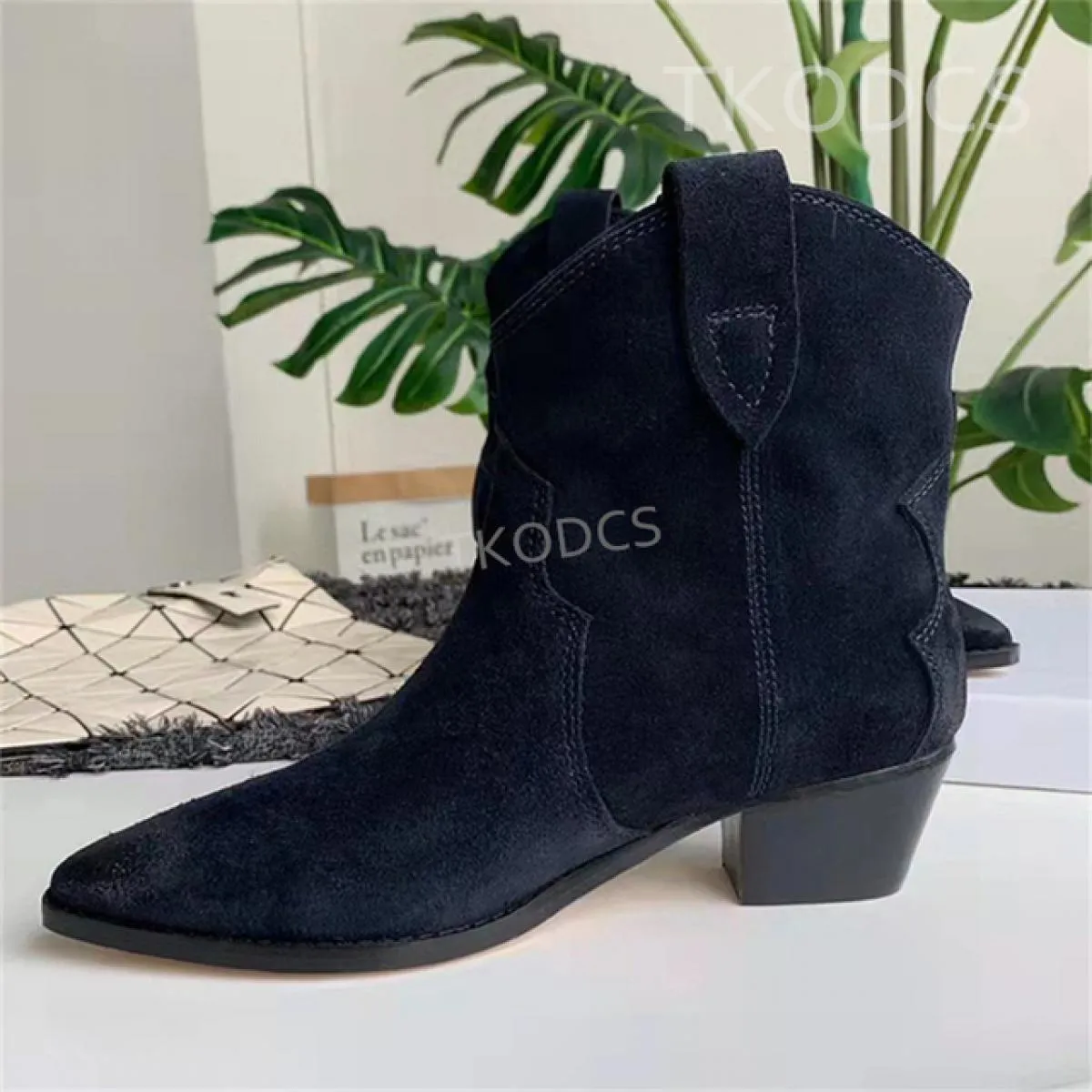 Moda pelle scamosciata di mucca inverno nuovi stivaletti classici di alta qualità moda versatile tacco medio comode donne slip o