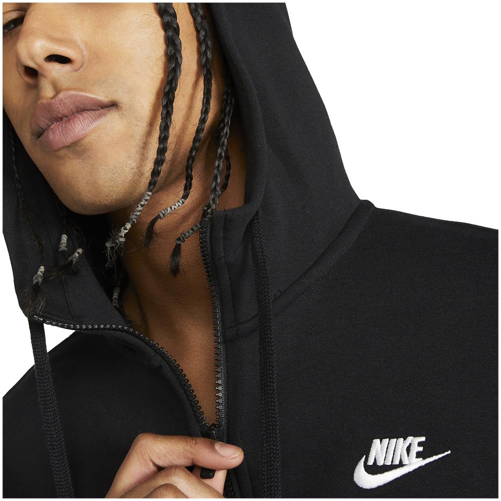 Nike Men's Club Hoodie Full Zip Sweatshirt BV2645 010 black