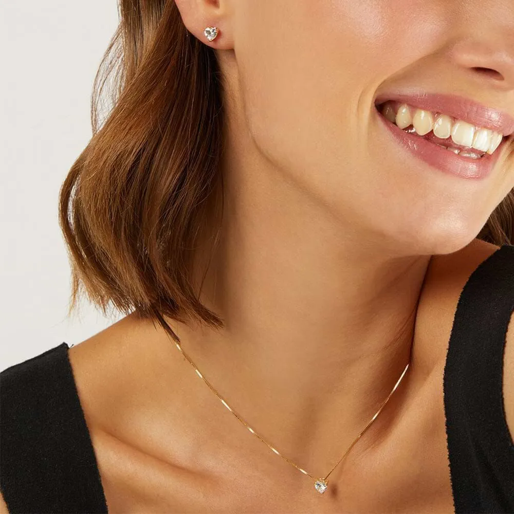 Orecchini Lobo Punto Luce Cuore Claire Oro Giallo 375/1000 Cubic Zirconia Bianco 1412104