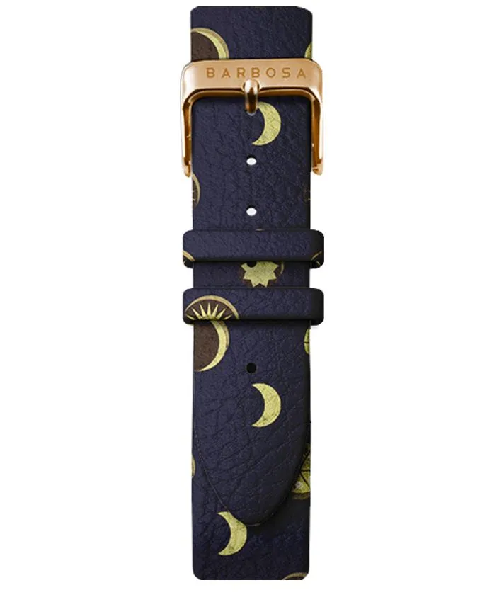 OROLOGIO BLU H. 36MM PELLE STAMPA SOLE E LUNA
