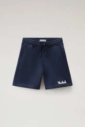 Pantaloncini da bambino in puro cotone felpato con coulisse                                                                     
